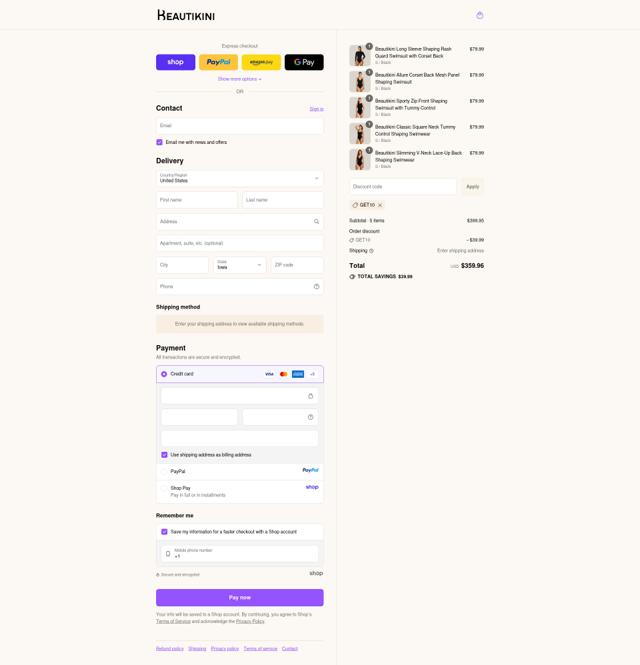 Beautikini checkout page showing Beautikini coupon code box | Screenshot taken by SimplyCodes community member on Sep 12, 2025