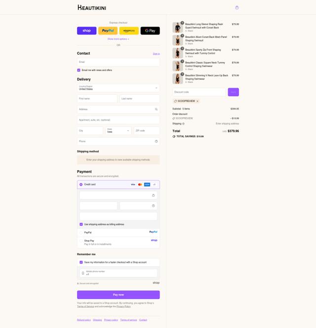 Beautikini checkout page showing Beautikini coupon code box | Screenshot taken by SimplyCodes community member on Sep 12, 2025