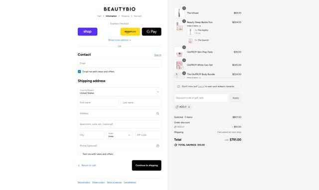 Beauty Bio checkout page showing Beauty Bio discount code box | Screenshot taken by SimplyCodes community member on Sep 15, 2025