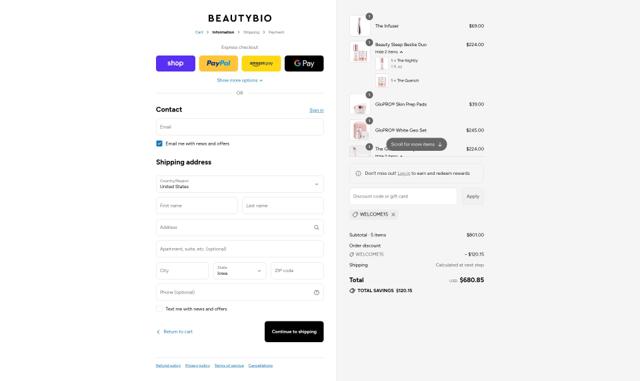 Beauty Bio checkout page showing Beauty Bio discount code box | Screenshot taken by SimplyCodes community member on Sep 15, 2025