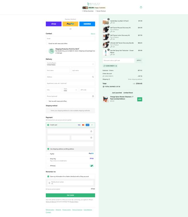 Beauty by Earth checkout page showing Beauty by Earth discount code box | Screenshot taken by SimplyCodes community member on Sep 11, 2025