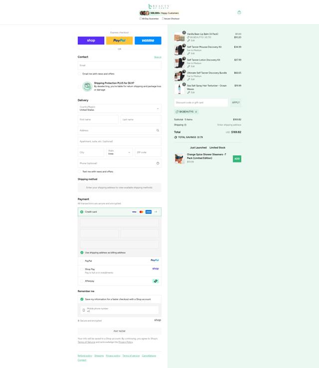 Beauty by Earth checkout page showing Beauty by Earth discount code box | Screenshot taken by SimplyCodes community member on Sep 11, 2025