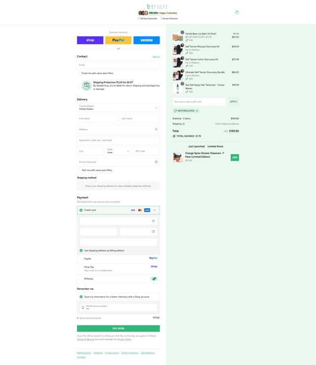 Beauty by Earth checkout page showing Beauty by Earth discount code box | Screenshot taken by SimplyCodes community member on Sep 11, 2025