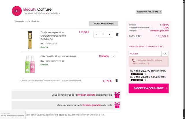 Beauty Coiffure checkout page showing Beauty Coiffure discount code box | Screenshot taken by SimplyCodes community member on Jul 16, 2025