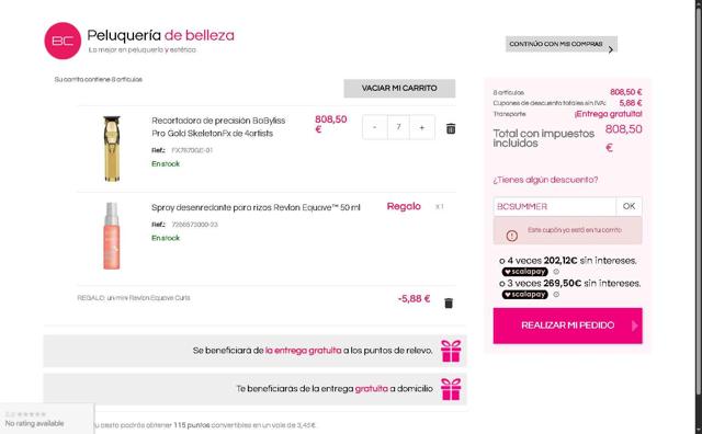 Beauty Coiffure checkout page showing Beauty Coiffure discount code box | Screenshot taken by SimplyCodes community member on Jul 9, 2025