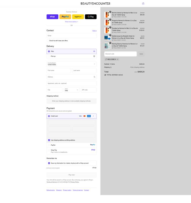 Beauty Encounter checkout page showing Beauty Encounter promo code box | Screenshot taken by SimplyCodes community member on Sep 12, 2025