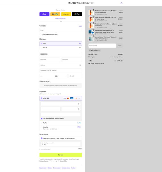 Beauty Encounter checkout page showing Beauty Encounter promo code box | Screenshot taken by SimplyCodes community member on Aug 31, 2025