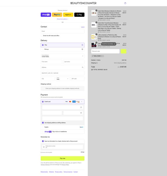 Beauty Encounter checkout page showing Beauty Encounter promo code box | Screenshot taken by SimplyCodes community member on Aug 13, 2025