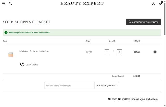Beauty Expert checkout page showing Beauty Expert discount code box | Screenshot taken by SimplyCodes community member on Aug 14, 2025