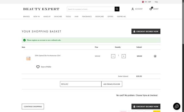 Beauty Expert checkout page showing Beauty Expert discount code box | Screenshot taken by SimplyCodes community member on Jul 30, 2025