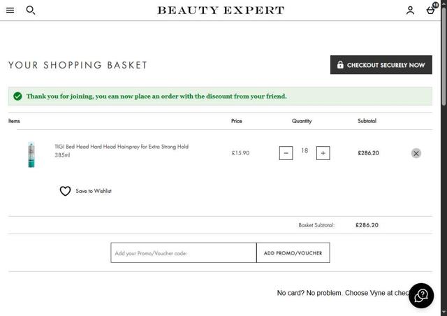 Beauty Expert checkout page showing Beauty Expert discount code box | Screenshot taken by SimplyCodes community member on Jul 15, 2025