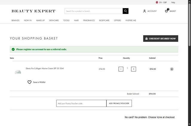 Beauty Expert checkout page showing Beauty Expert discount code box | Screenshot taken by SimplyCodes community member on Sep 10, 2025