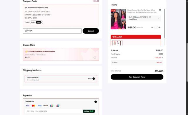 Beauty Forever Hair checkout page showing Beauty Forever Hair discount code box | Screenshot taken by SimplyCodes community member on Sep 12, 2025