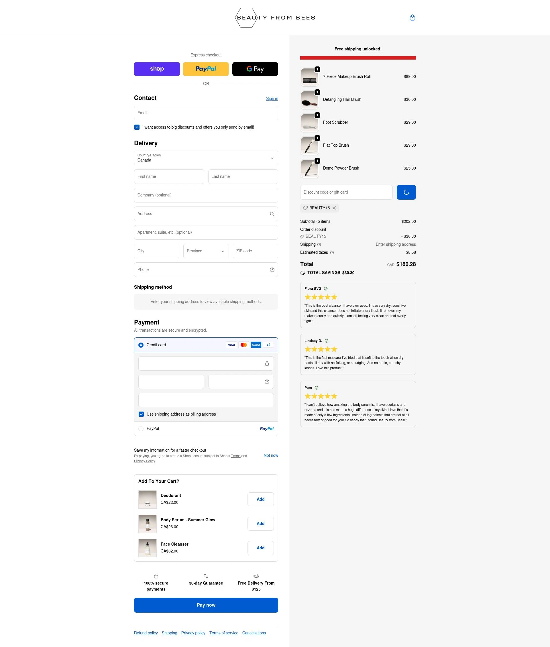 Beauty From Bees US checkout page showing Beauty From Bees US promo code box | Screenshot taken by SimplyCodes community member on Feb 19, 2026