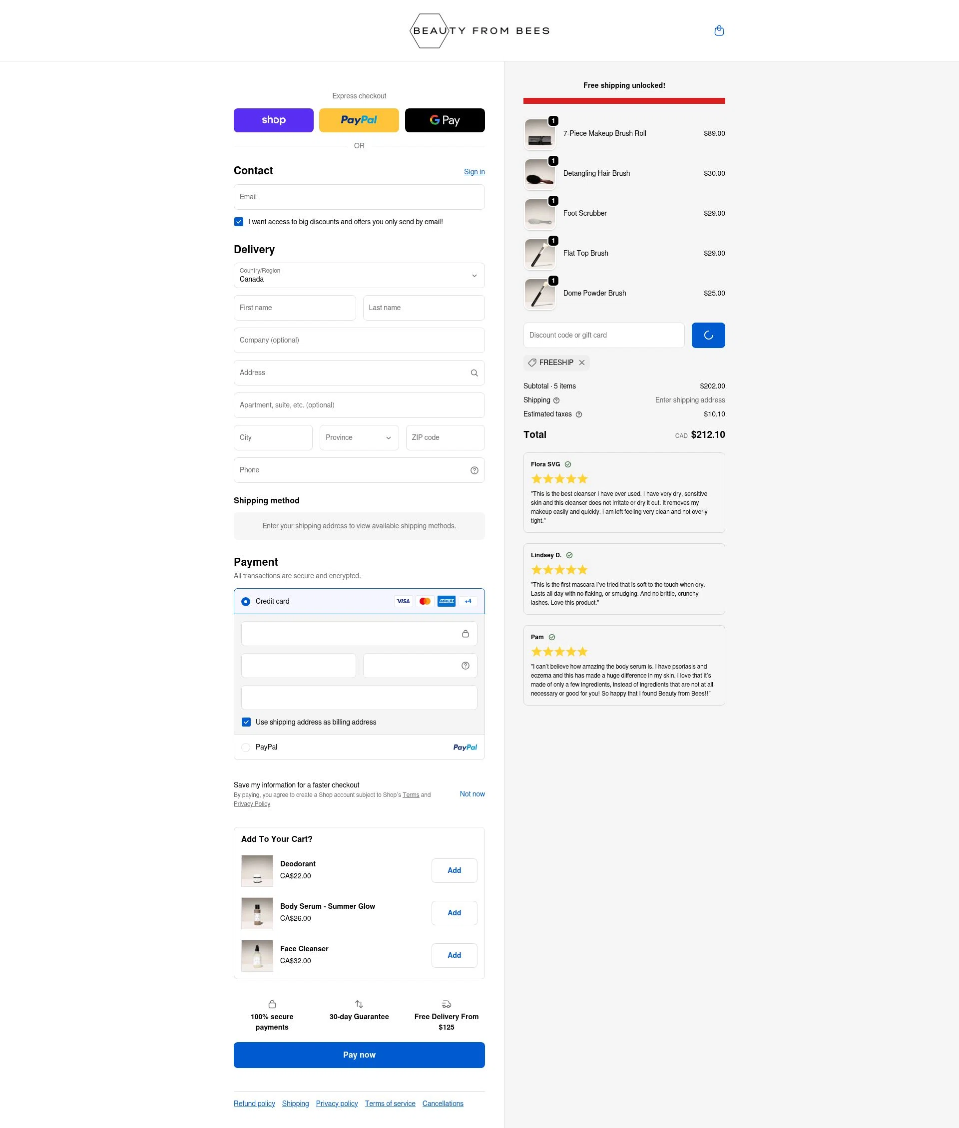 Beauty From Bees US checkout page showing Beauty From Bees US promo code box | Screenshot taken by SimplyCodes community member on Feb 19, 2026