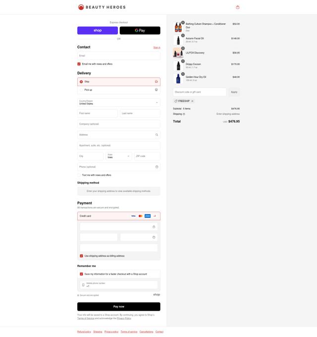 Beauty Heroes checkout page showing Beauty Heroes coupon code box | Screenshot taken by SimplyCodes community member on Sep 15, 2025