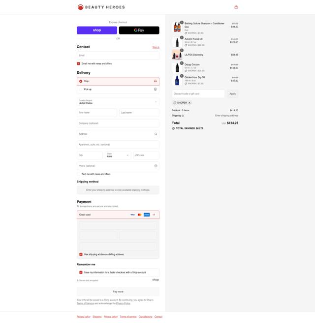 Beauty Heroes checkout page showing Beauty Heroes coupon code box | Screenshot taken by SimplyCodes community member on Sep 15, 2025