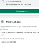 HOME2DECORATE coupon verification screenshot