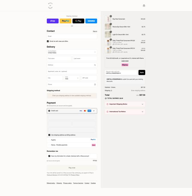 Beauty of Joseon checkout page showing Beauty of Joseon discount code box | Screenshot taken by SimplyCodes community member on Sep 12, 2025
