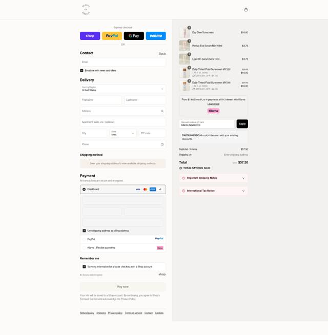 Beauty of Joseon checkout page showing Beauty of Joseon discount code box | Screenshot taken by SimplyCodes community member on Sep 12, 2025