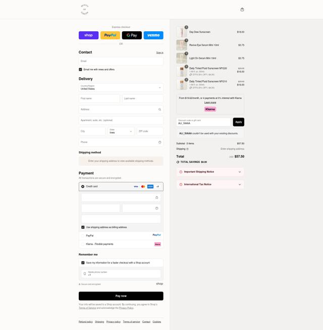 Beauty of Joseon checkout page showing Beauty of Joseon discount code box | Screenshot taken by SimplyCodes community member on Sep 12, 2025