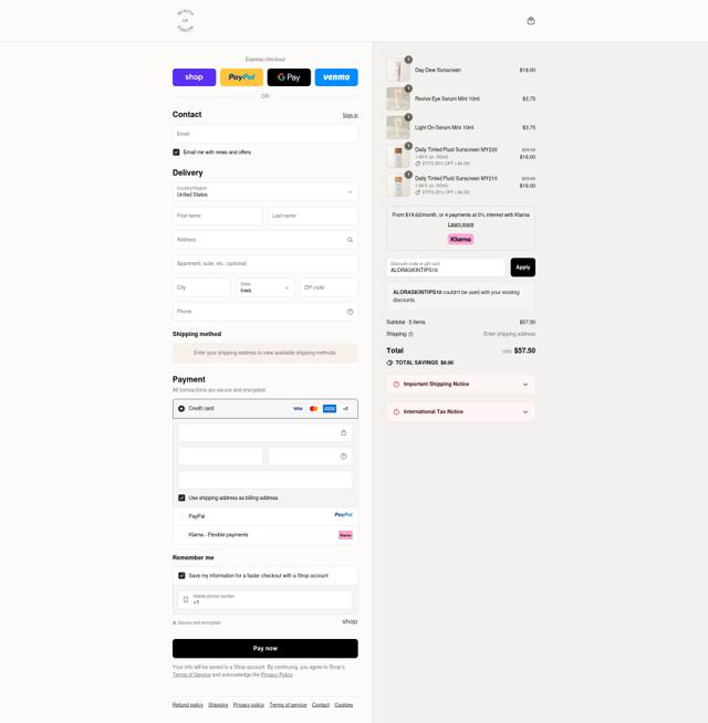 Beauty of Joseon checkout page showing Beauty of Joseon discount code box | Screenshot taken by SimplyCodes community member on Sep 12, 2025