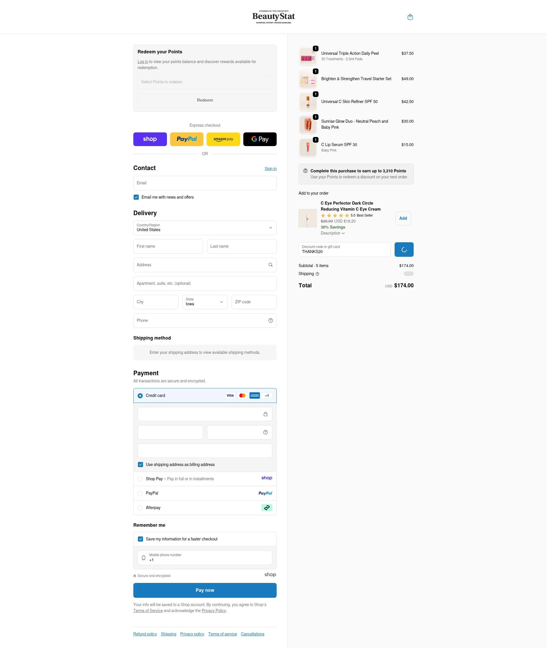 Beauty Stat checkout page showing Beauty Stat promo code box | Screenshot taken by SimplyCodes community member on Dec 23, 2025