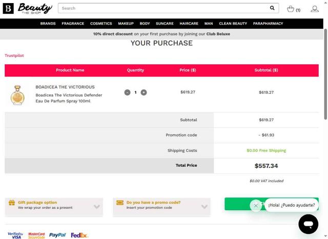 Beauty The Shop checkout page showing Beauty The Shop coupon code box | Screenshot taken by SimplyCodes community member on Jul 12, 2025
