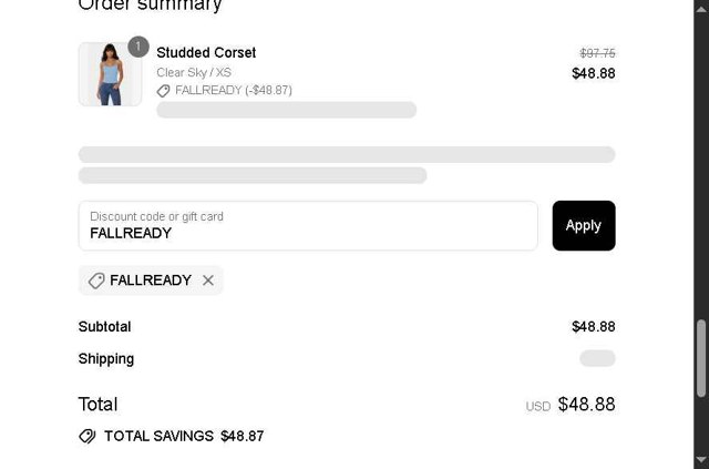 Bebe checkout page showing Bebe promo code box | Screenshot taken by SimplyCodes community member on Aug 28, 2025