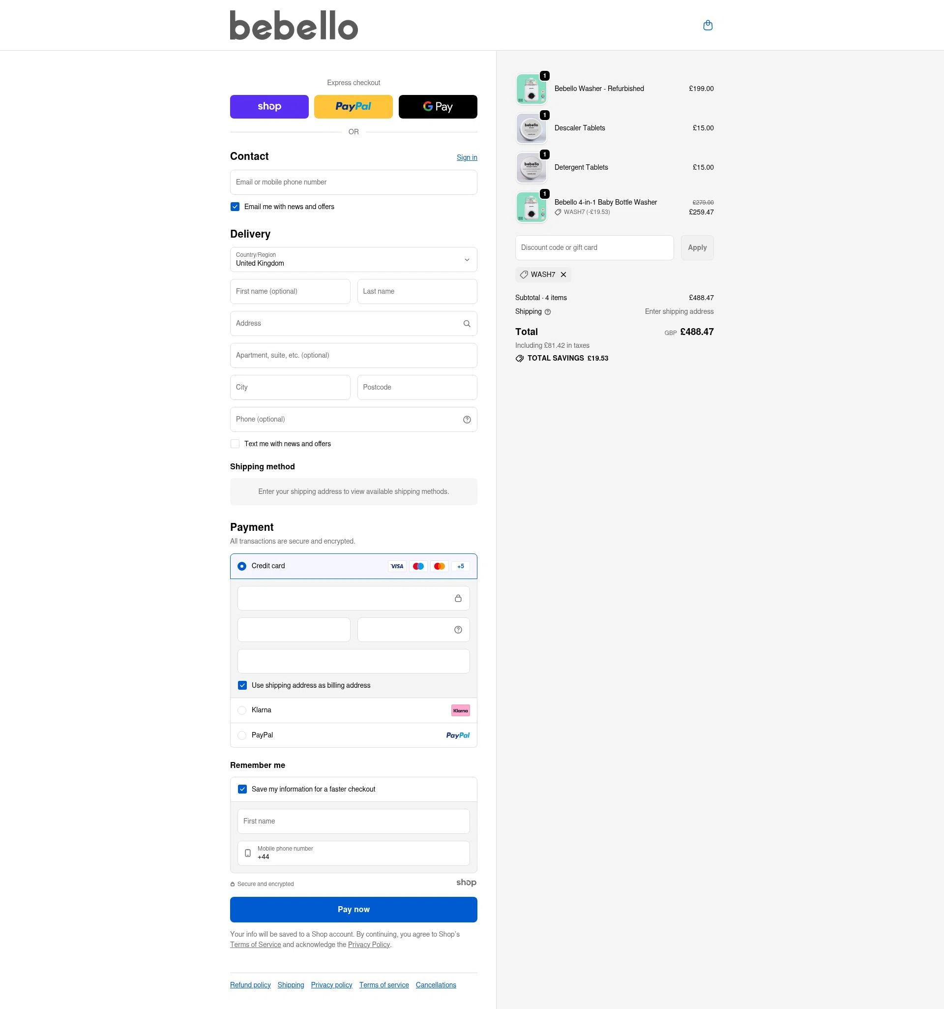 Bebello checkout page showing Bebello promo code box | Screenshot taken by SimplyCodes community member on Jan 3, 2026