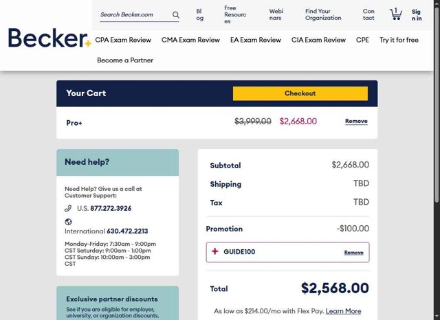 Becker checkout page showing Becker promo code box | Screenshot taken by SimplyCodes community member on Aug 12, 2025