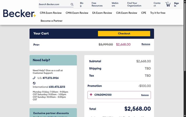 Becker checkout page showing Becker promo code box | Screenshot taken by SimplyCodes community member on Aug 22, 2025