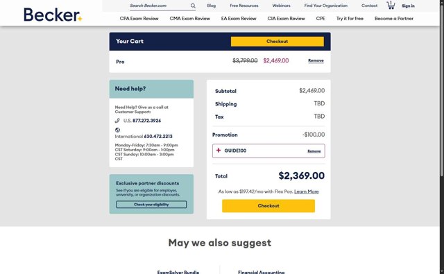Becker checkout page showing Becker promo code box | Screenshot taken by SimplyCodes community member on Aug 23, 2025