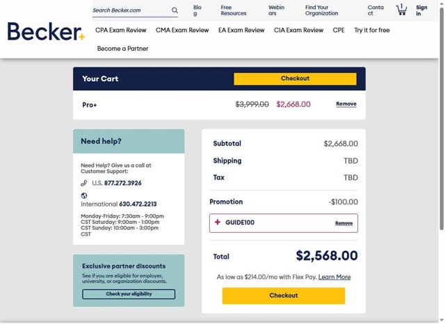 Becker checkout page showing Becker promo code box | Screenshot taken by SimplyCodes community member on Sep 3, 2025