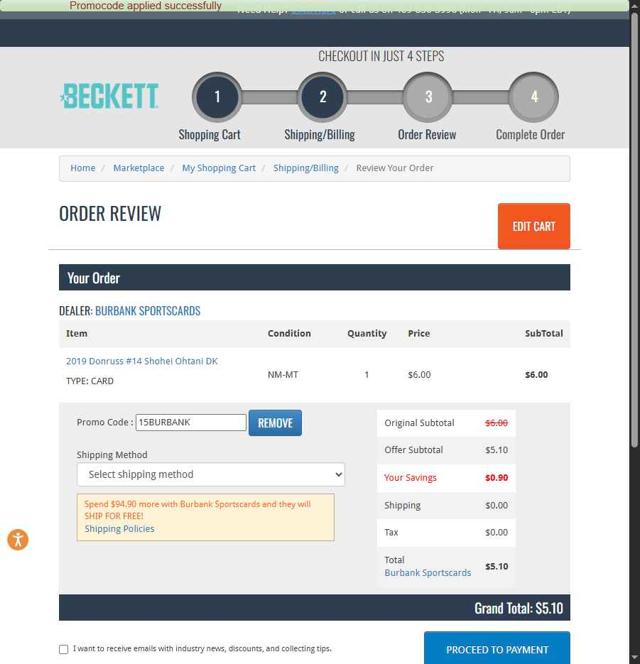 Beckett checkout page showing Beckett promo code box | Screenshot taken by SimplyCodes community member on Aug 28, 2025