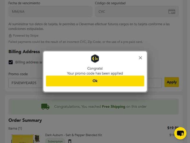 Cleverman checkout page showing Cleverman promo code box | Screenshot taken by SimplyCodes community member on Aug 3, 2025