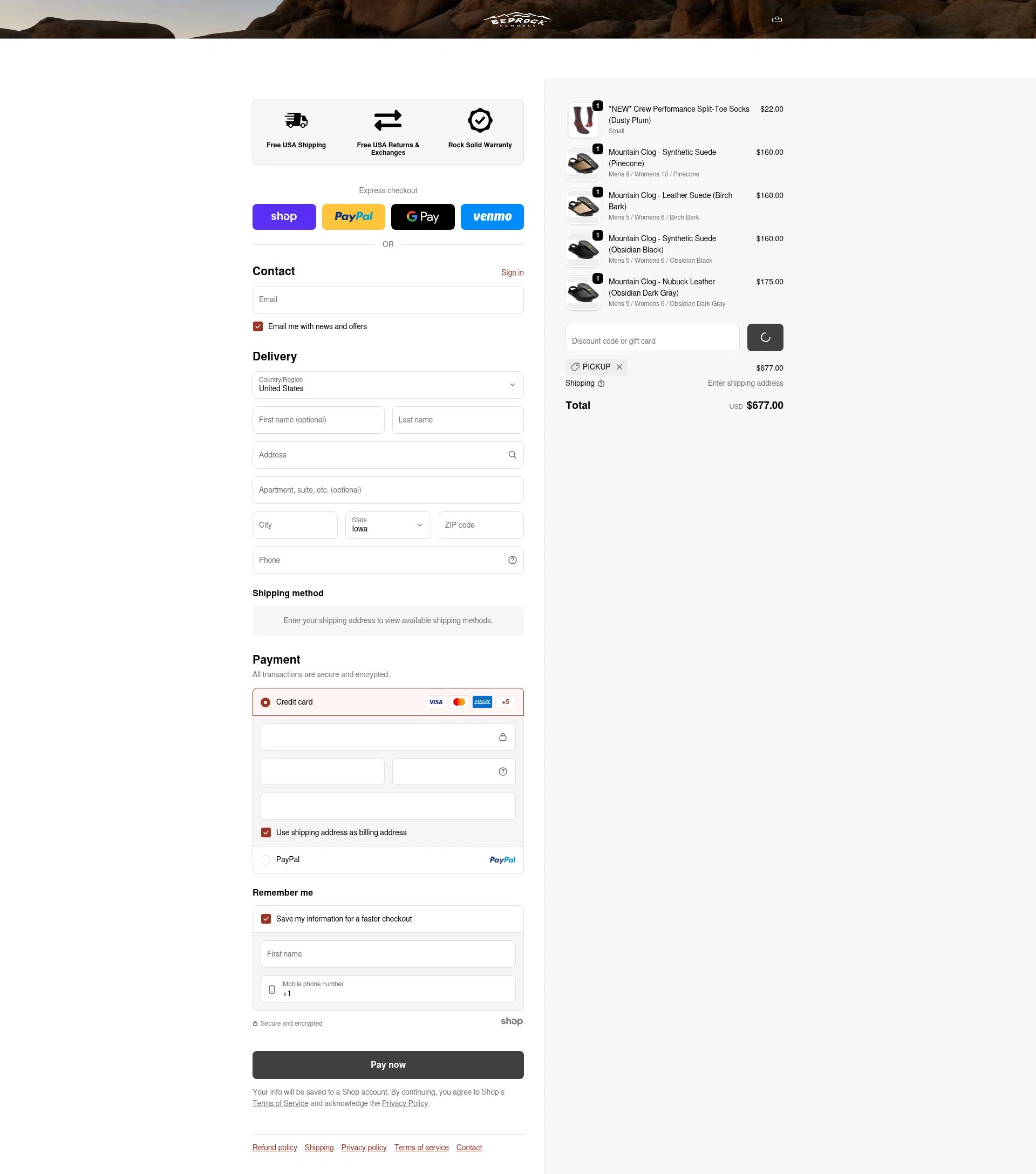 Bedrock Sandals checkout page showing Bedrock Sandals discount code box | Screenshot taken by SimplyCodes community member on Jan 28, 2026