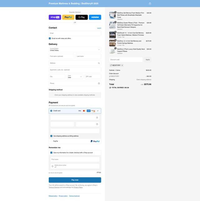 BedStory checkout page showing BedStory promo code box | Screenshot taken by SimplyCodes community member on Jul 31, 2025