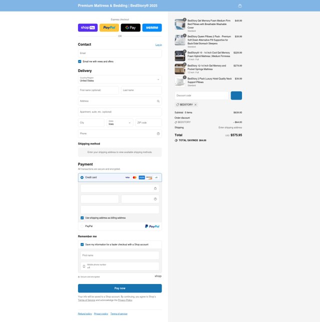 BedStory checkout page showing BedStory promo code box | Screenshot taken by SimplyCodes community member on Jul 18, 2025