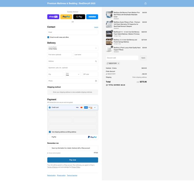 BedStory checkout page showing BedStory promo code box | Screenshot taken by SimplyCodes community member on Jul 22, 2025