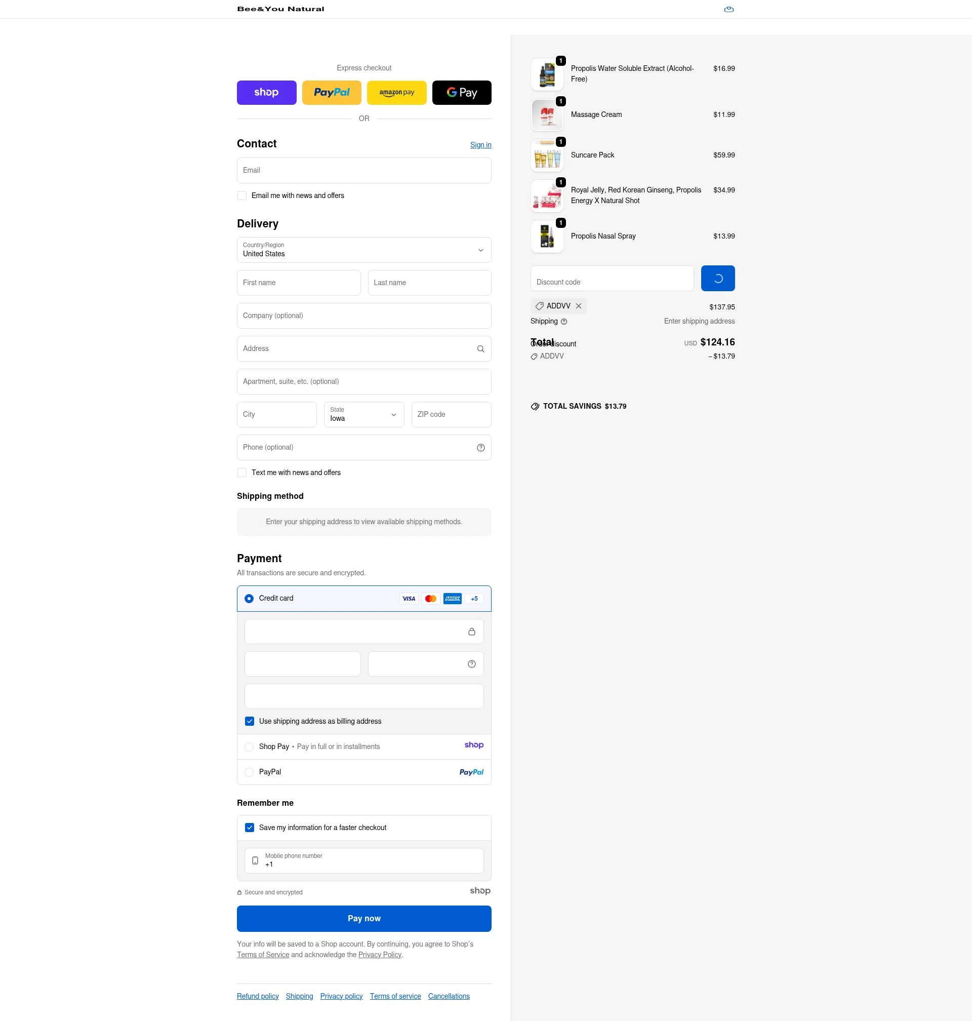 Bee&You checkout page showing Bee&You promo code box | Screenshot taken by SimplyCodes community member on Jan 3, 2026