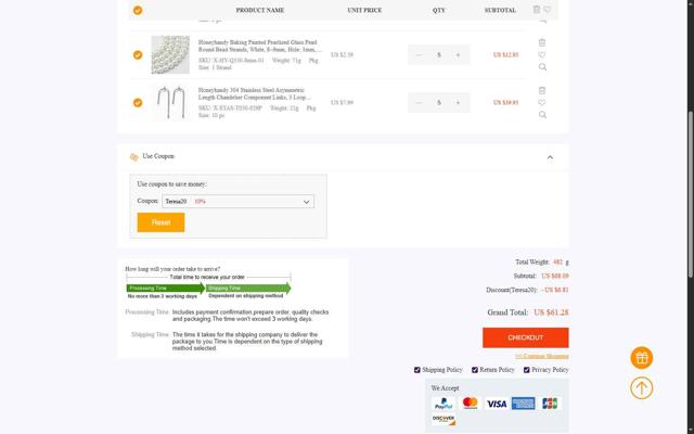Beebeecraft checkout page showing Beebeecraft coupon code box | Screenshot taken by SimplyCodes community member on Sep 14, 2025