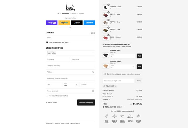 Beek checkout page showing Beek discount code box | Screenshot taken by SimplyCodes community member on Aug 27, 2025