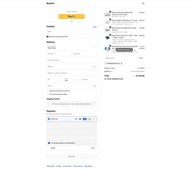 Beelink checkout page showing Beelink discount code box | Screenshot taken by SimplyCodes community member on Sep 4, 2025