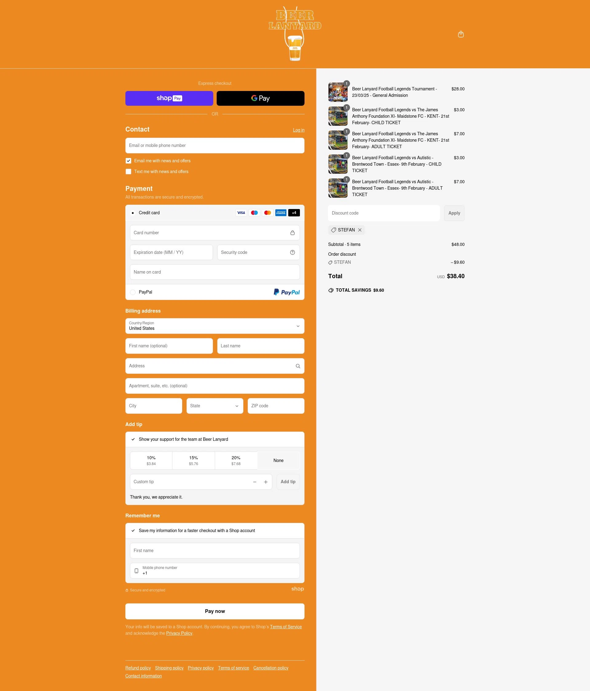 Beer Lanyard checkout page showing Beer Lanyard promo code box | Screenshot taken by SimplyCodes community member on Apr 18, 2025