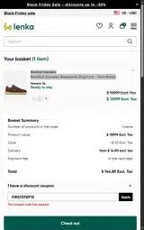 Be Lenka coupon verification screenshot