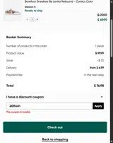 Be Lenka coupon verification screenshot