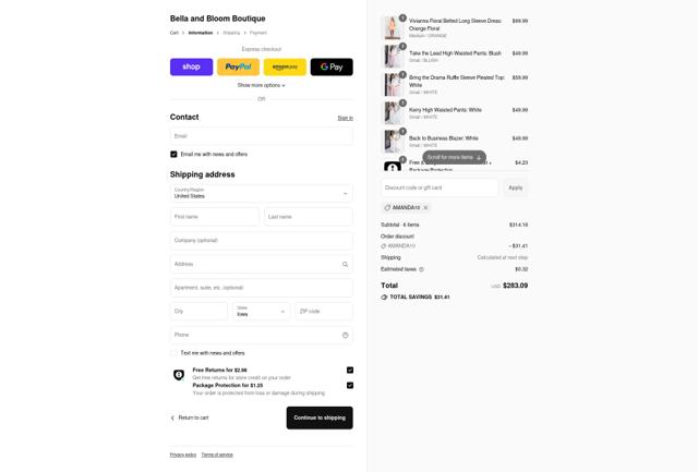Bella and Bloom checkout page showing Bella and Bloom discount code box | Screenshot taken by SimplyCodes community member on Sep 13, 2025