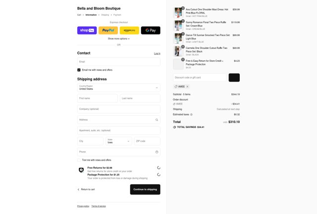 Bella and Bloom checkout page showing Bella and Bloom discount code box | Screenshot taken by SimplyCodes community member on Aug 27, 2025