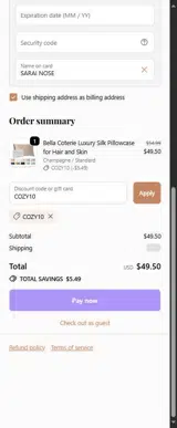 COZY10 coupon verification screenshot